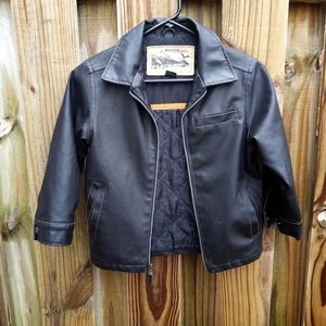 Hawke And Co Boys faux brown leather bomber jacket